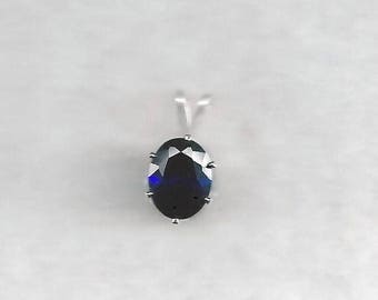 9x7mm Deep Blue Sapphire Necklace, 2.3ct AAA Blue Sapphire, 2.3ct AAA Sapphire Pendant