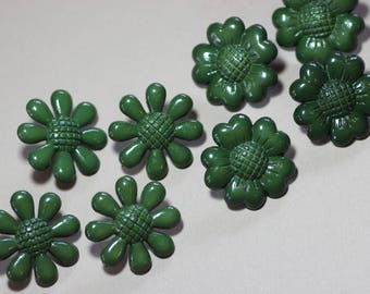 Green Plastic Buttons Assortment Variety Mixed Lot Green Flower Buttons