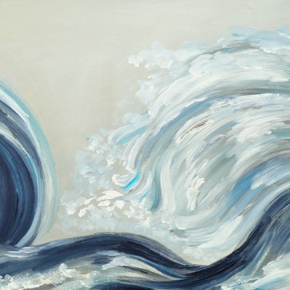 Sale Original painting abstract sea art Rolling Wave large