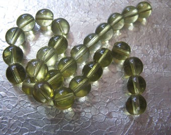 54 Light Olive Green Glass Beads 7mm Beads