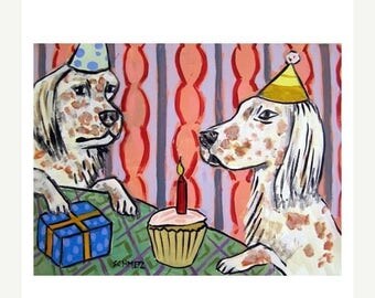 20% off English Setter Birthday Dog Art Print