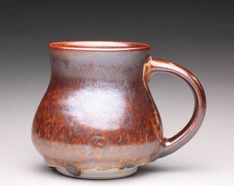 handmade porcelain mug, ceramic teacup, pottery mug with carbon trap shino and white glazes