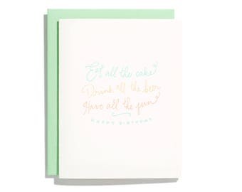 Drink All the Beers - Letterpress Birthday Card - CB150