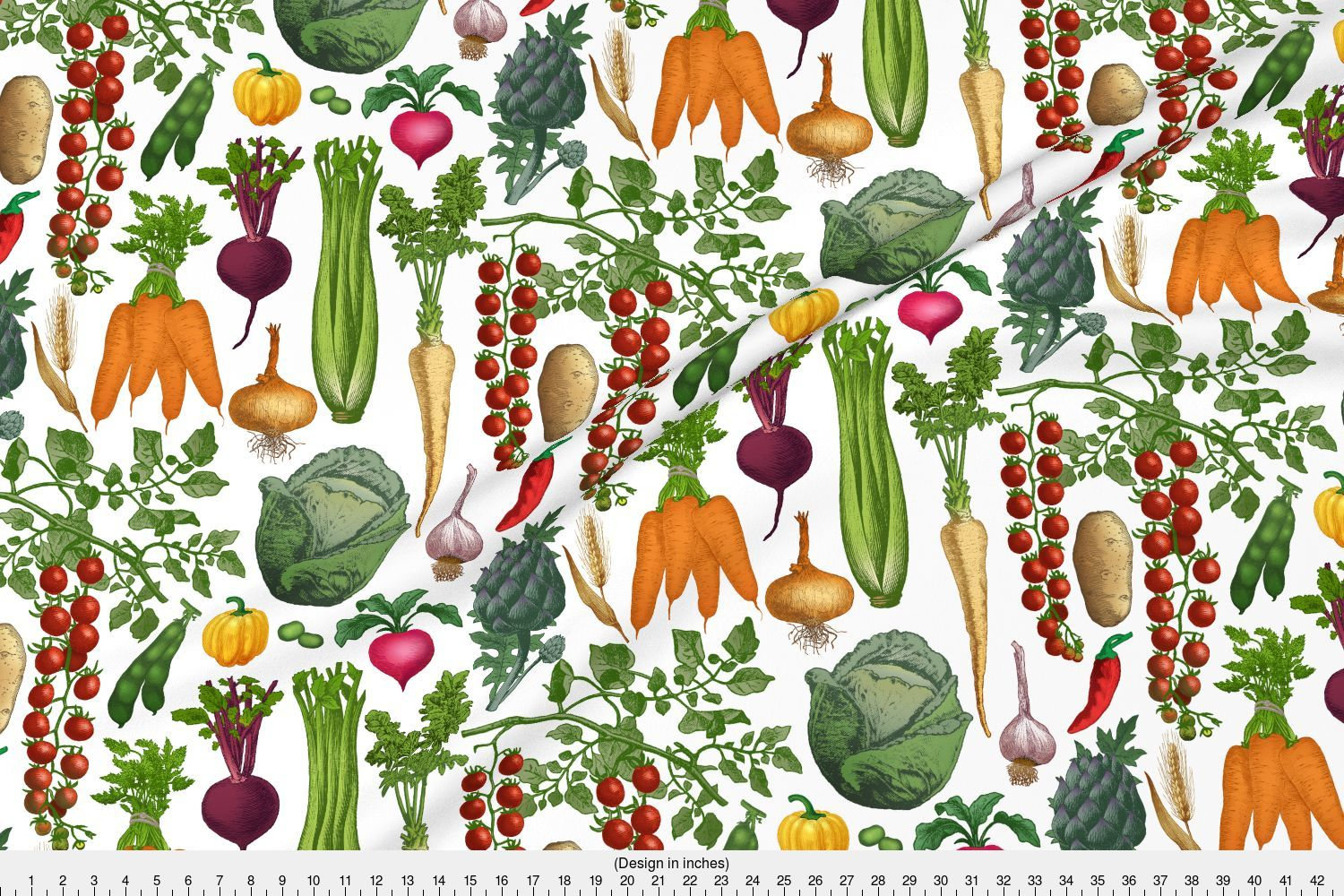 Summer Vegetables Fabric - Vitamins A To Zee By Stitchyrichie - Summer ...