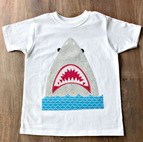 Boys Shark Bite Shirt-You Choose Shirt Color/Size/Sleeve