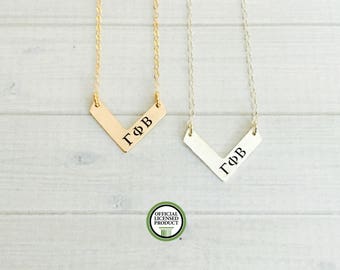 Gamma Phi Beta Necklace - Gamma Phi Beta Jewelry - Gamma Phi - Sorority Chevron Necklace - Sorority Jewelry - Sorority Necklace