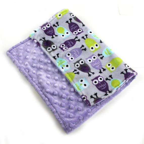 Mini Blanket / Owl Baby Blanket / Owl Lovey Blanket / Personalized Baby Blanket / Aqua Purple Owl Blanket / Baby Shower Gift