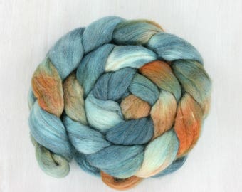BFL/SILK Handpainted Roving Combed Top :Koi Pond