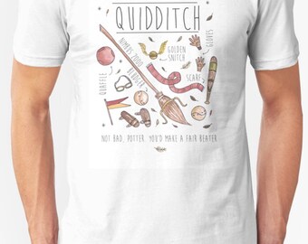 Harry potter t shirt - quidditch tshirt - graphic tee - t shirt - white cotton - gift by Laura Wright Studio