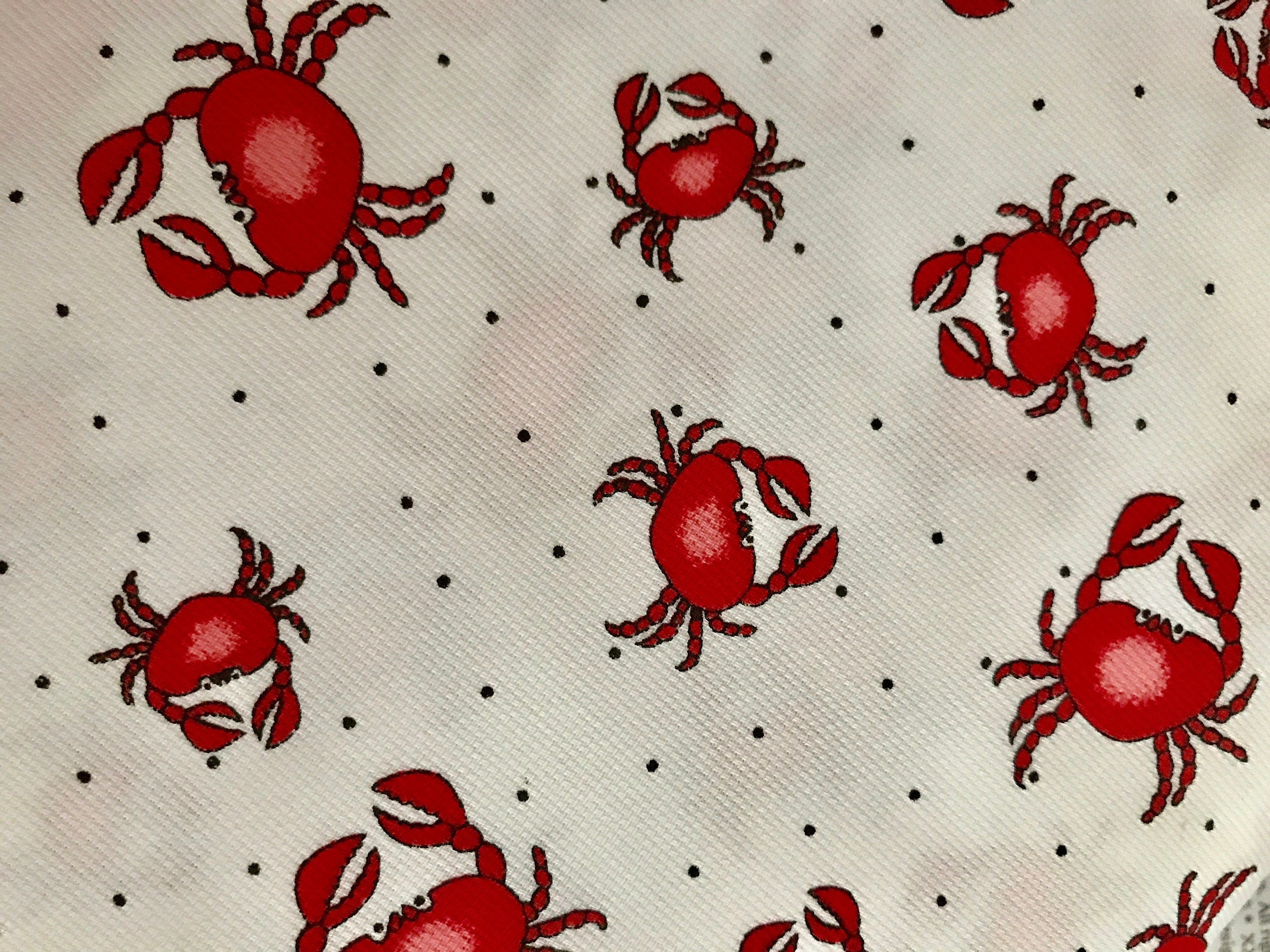 Fabric Finders Red Crabs Pique Fabric by the yard