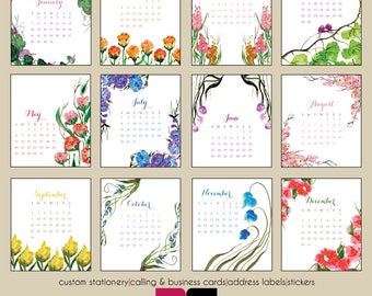 2018 Desk Calendar - Watercolor Botanicals with Clear Case