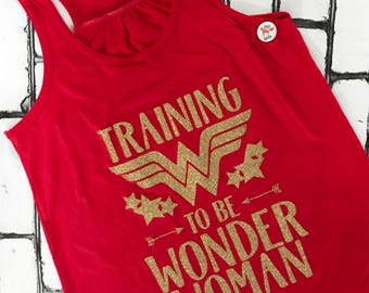 Training to be Wonder Woman tank top - tank top - Wonder Woman - DC comics - comic book shirt - nerdy shirt - Diana of Themyscira - red tank