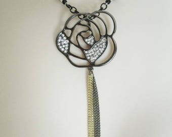Rose Necklace, gothic jewelry victorian jewelry art deco jewelry rose jewelry art nouveau edwardian neo victorian necklace gothic necklace