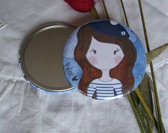 Round Pocket mirror for bag "Poline Breizh"