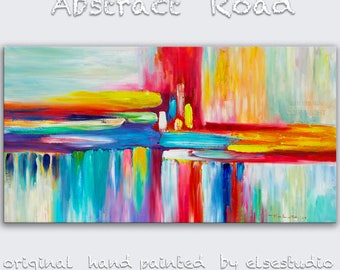 Sale Abstract Movement Art Painting, Original Texture wall Art, abstract oil painting, Multi colors Modern Home Decor, by Tim Lam 48" x 24"