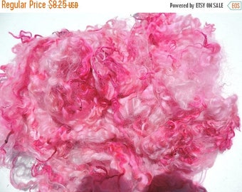 ON SALE Baby Pink Hot Pink Coopworth Sheep Locks 3-5 Inches So Soft 1 Ounce Doll Hair Felting Spinning