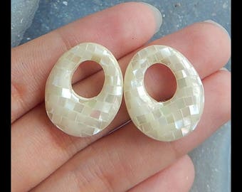 M.O.P Intarsia Cabochon Pair,21x18x4mm,4.5g