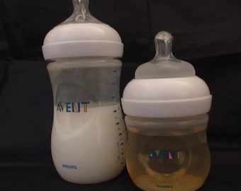 Reborn baby doll bottle AVENT Faux Fake milk and apple juice Photo Props OOAK