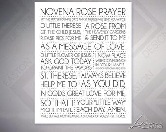 Novena Rose Prayer St. Therese Little Flower - Inspiration Poster Print - 8x10, 11x14, 16x20, 20x24, 24x30