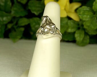 Meteorite Ring, Size 6, Campo de Cielo, Natural Meteorite, Sterling Silver, Iron Meteorite, Argentina Meteorite, Chunky Meteorite