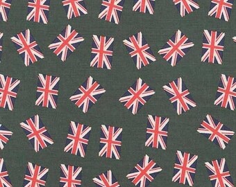 ON SALE 70% OFF Union Jack Fabric - Uk Flag - Green Fabric - Red Fabric - Navy Fabric - Cotton Fabric - Punk Rock - Rockabilly Fabric - Remn