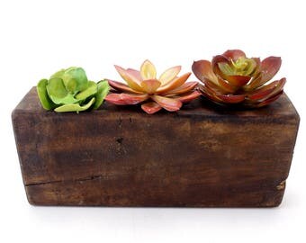 Vintage Wood Sugar Mold, 3 Openings (c.1920s) - Mid Century Atomic Planter