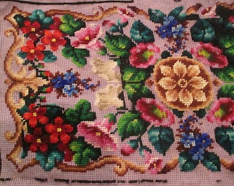 Preworked Needlepoint with flowers