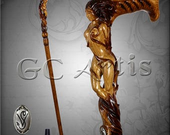 Forest Fairy Sexy Girl Wooden Walking stick Cane Fantasy 