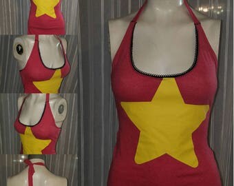 Recycled upcycled Halter top dress Made from Steven Universe mens shirt Size Small