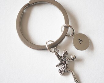 Initial Letter Keyring, Hand stamped Keyring, Personalized Keyring, Choose Charms and Letters