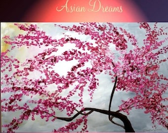 SALE Original Abstract Blossom Tree 30x40 gallery canvas"Asian Dreams"Contemporary impasto palette knife painting by Nicolette Vaughan Horn