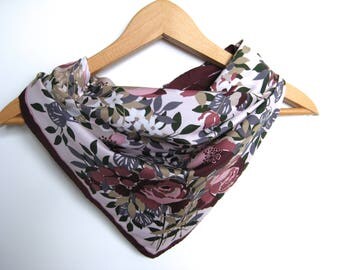 Vintage Scarf Amazing Pink Floral Roses Flower Vintage Scarf