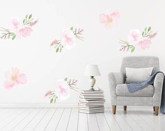 Burgundy Swirl Flower Wall Decal - Large Removable Vinyl Sticker For Walls, 100in X 29in