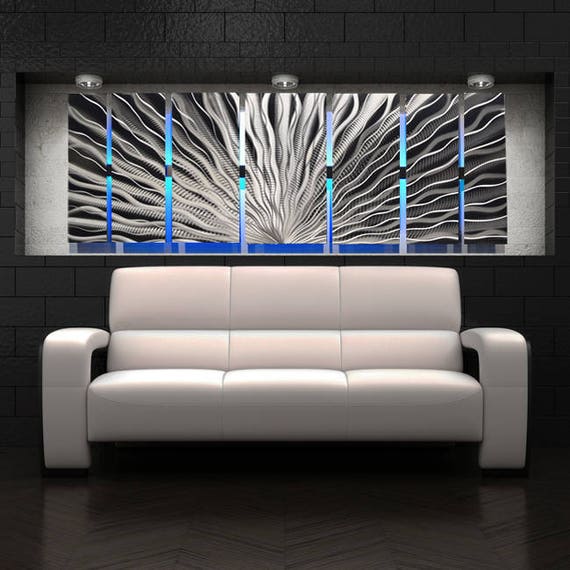 Modern Large Abstract Metal Wall Art Color Changing LED