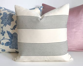 Black and ivory modern stripe indoor outdoor decorative pillow cover