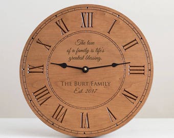 Personalized Family Wood Clock: Custom Wood Clock, Engraved Wood Clock, Personalized Family Gift, Custom Family Clock, Unique Family Gift