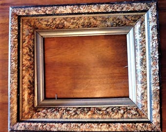 Antique picture frame with glass, 1920s wooden frame, old frame, glass front frame, early 20th century, photo frame