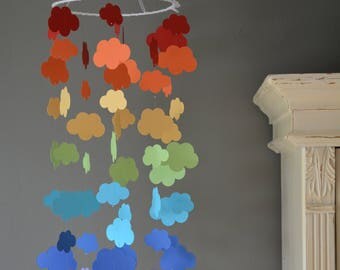 Rainbow Cloud mobile / nursery mobile / baby mobile made in the colors of the rainbow --- Handmade mobile, nursery decor of baby gift