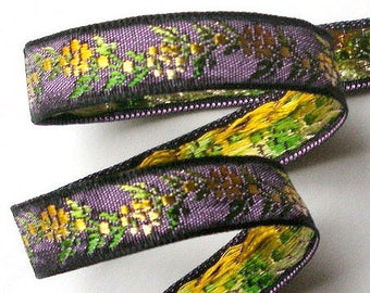 Ribbon-12mm - 1/2" x 2 yards , 4th from the top (purple and yellow gold) 100% Rayon - - Made in Switzerland