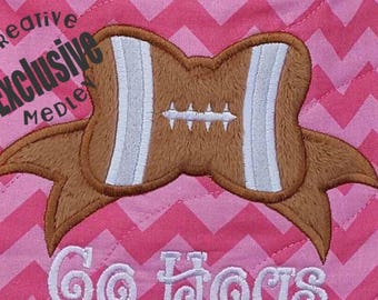 Football Bow Applique EMBROIDERY DESIGN -instant download