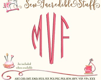Three Initial Vintage Machine Embroidery Monogram Font
