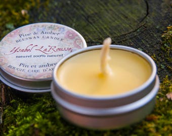 Beeswax, Pine & Amber Candles Trio - Mini Beeswax Tealights