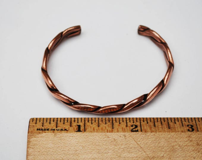 Copper Cuff Bracelet- braided twisted copper bangle