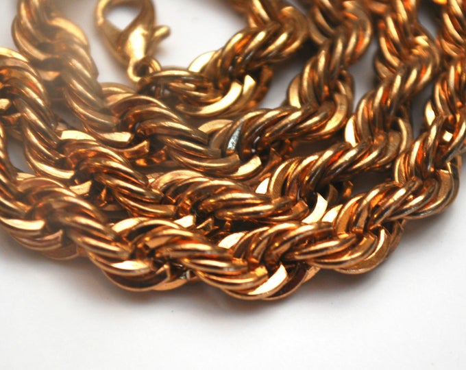 Vintage Chunky Gold Chain link - 18 kt gp - Twisted chain necklace - Mid century - 24 inches