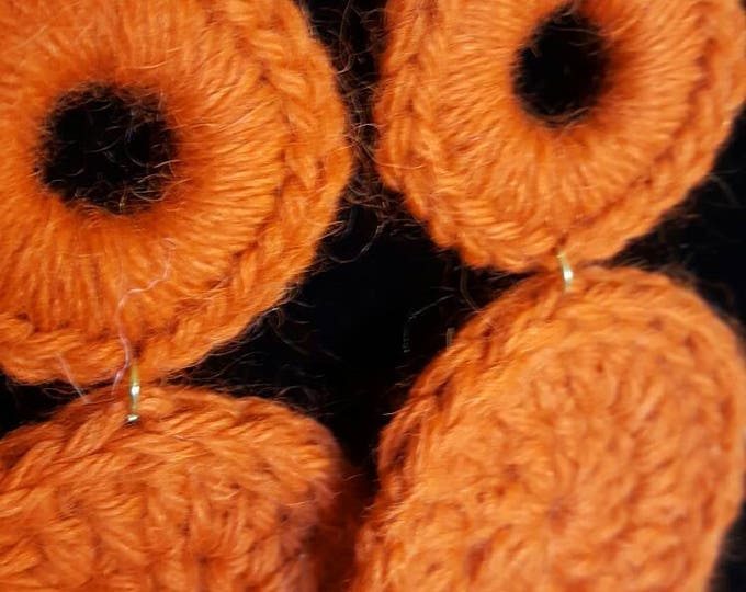 Russet Orange Crochet Earring 2 Tier Dangle 4.25 Inches Mohair/Alapaca