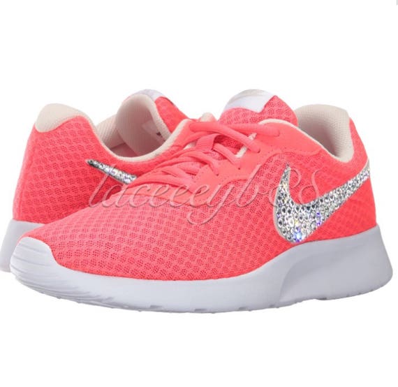 Items similar to Bling Swarovski Nike Tanjun-Solar Red/Light Orewood ...