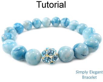 Beading Pattern Tutorial - Easy Beginner Jewelry Making - Gemstone Stretch Bracelet - Simple Bead Patterns - Simply Elegant Bracelet #25647