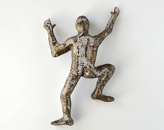 Abstract Metal Wall Art sculpture, Climbing man sculpture, wire mesh sculpture, 3d design