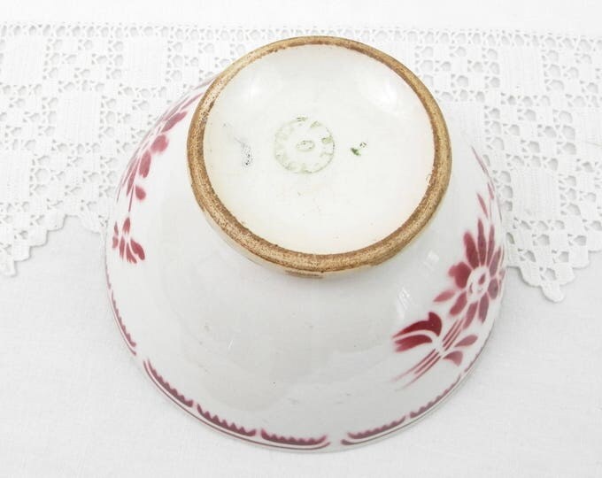 Antique Red and White Farmhouse Coffee Bowl from France, French Country Ceramic Café au Lait Bowl, Cottage Kitchen Latte Bowl Antique Red and White Farmhouse Coffee Bowl from France, French Country Ceramic Café au Lait Bowl, Cottage Kitchen Latte Bowl