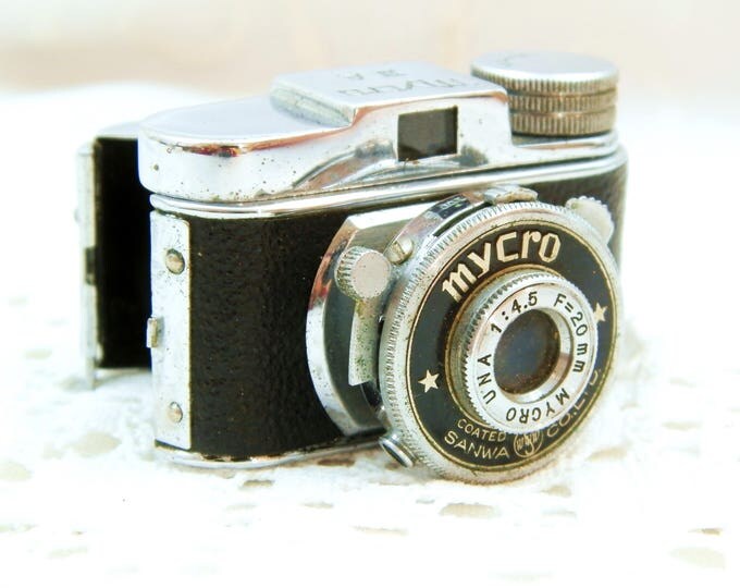 Vintage Miniature Photographic Mycro III A Sanwa Camera with Leather Case, Subminiature F=20 mm, Retro Analog Tiny Small Photo Camera 1950s Vintage Miniature Photographic Mycro III A Sanwa Camera with Leather Case, Subminiature F=20 mm, Retro Analog Tiny Small Photo Camera 1950s